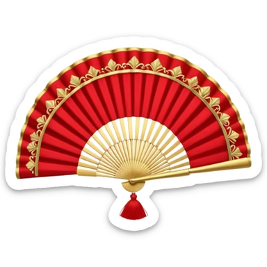 rococó fan rojo con dorado sticker