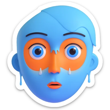 sad face, blue color tint, single tear sticker