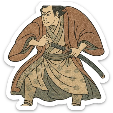 ukiyo-e inspired Japanese samurai warrior sticker