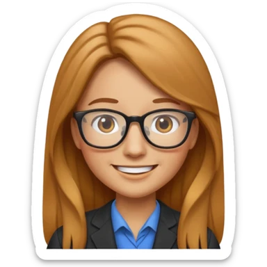 teacher emoji long caramel hair light skin sticker
