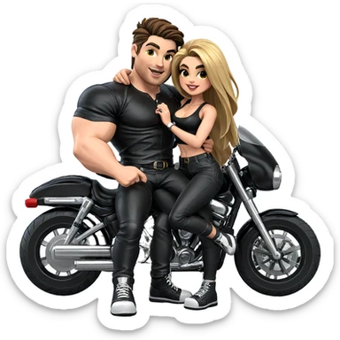 couple on motorcycle together sticker