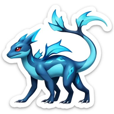 Colorful Dark Shiny Exotic Salandit-Aurorus-Glaceon-Fakémon-hybrid-creature (full body)  sticker