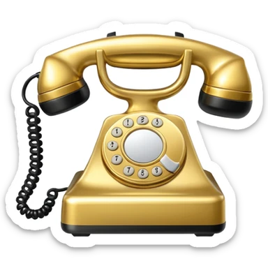 One single shiny Gold and black phone icon, png, no background, no border sticker