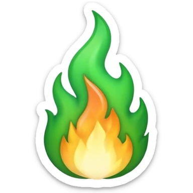 Green flames sticker