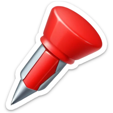 red pushpin with sharp metal tip sticker