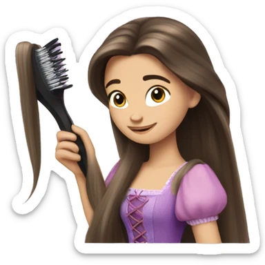 Pretty brunette rapunzel brushing hair sticker