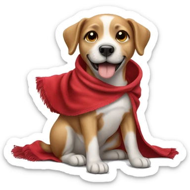 Dog with red clothe sticker