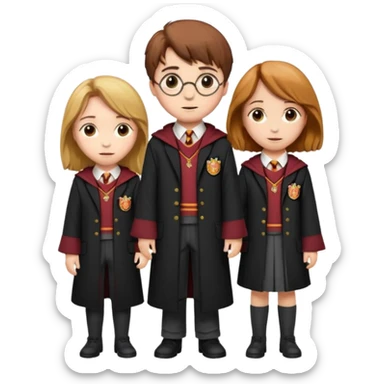 harry potter, ronald weasley and hermione granger in gryfinndor uniform sticker