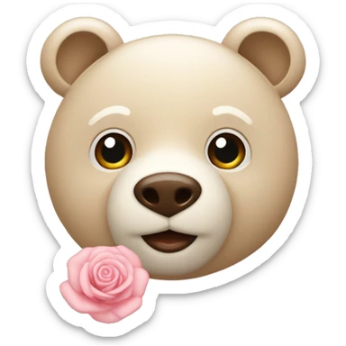 ours beige avec cœur rose pale sticker