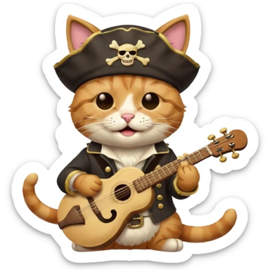 pirate cats with one eye closed with band sticker