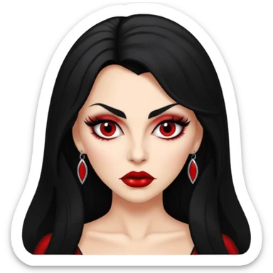 vampira parda sexy com cabelo preto longo e liso e franja e olhos pretos sticker