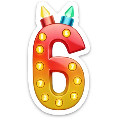 the number "1637" with Christmas lights wrapping it sticker