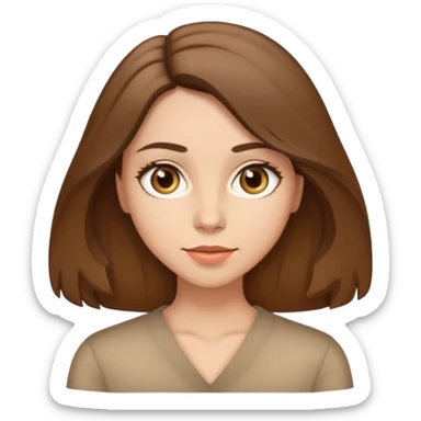 Brunette with light brown shoulder length hair, light skin with brown almond shaped eyes sticker