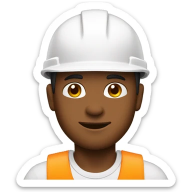 A braver man, brown skin, with a construction hat white sticker