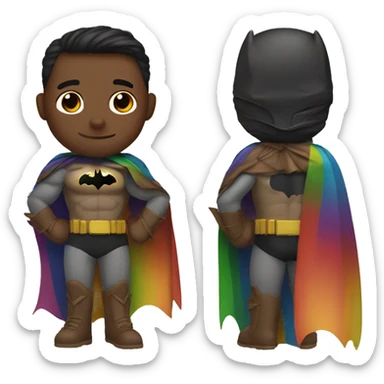 batman with rainbow cape brown skin sticker