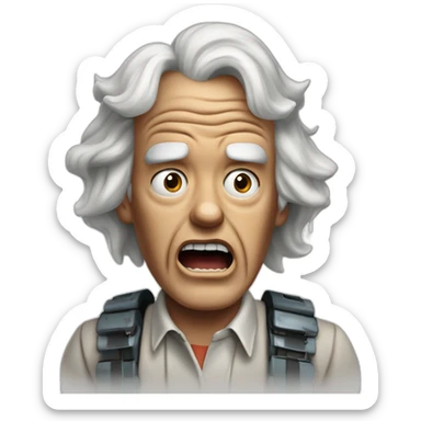 1955 Doc Brown from back to the future looking shocked and his mouth wide open. No eye-ware. sticker