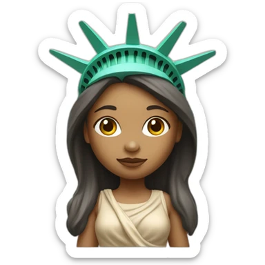 cute beige skin girl statue of liberty sticker