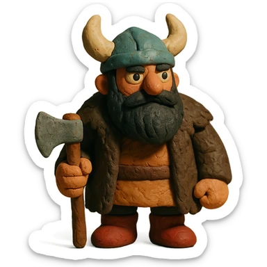viking with black beard and fur coat sticker