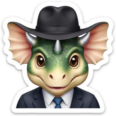 triceratops face with a dark office hat sticker