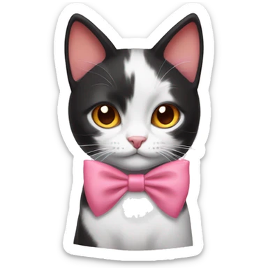 orange black white cat with a pink bow sticker