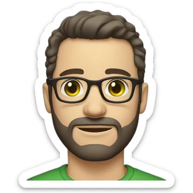 white man with glasses dark hair green eyes facial stubble sticker
