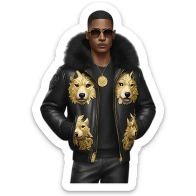 wolf in the versace leather down jacket sticker
