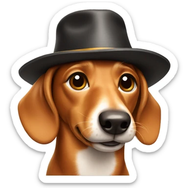 Wiener dog wearing a hat sticker