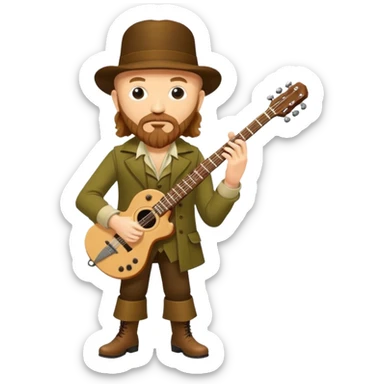 Jethro Tull (Band): A legendary British progressive rock band led by Ian Anderson, named after the 18th-century agriculturist. jethro holds an elecric guitar sticker