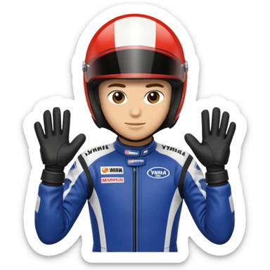 yamaha motorcycle racer with full face helmet sticker