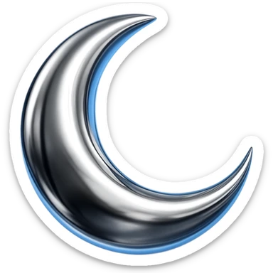 Add a subtle blue glow effect to the chrome moon icon while keeping the background transparent. sticker