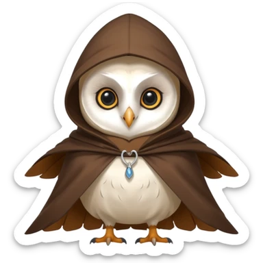 white barn owl in brown cloak sticker