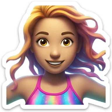 smiling girl in swimsuit underwater sticker