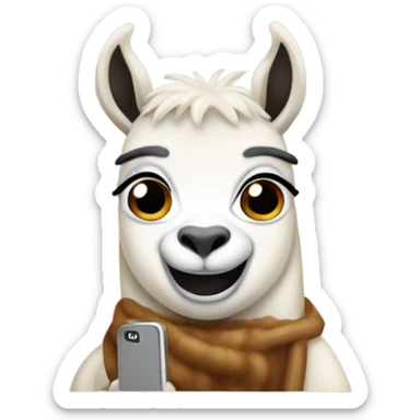 lama talking on the phone sticker