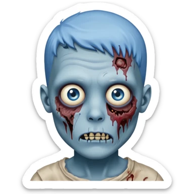 Zombie boy with blue face and blue eyes sticker
