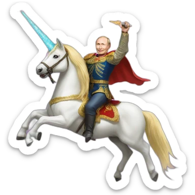 vladimir putin riding a unicorn sticker