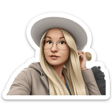 blonde girl in stylish hat sticker