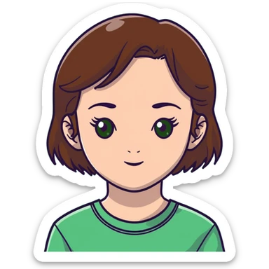girl with brown hair green eyes and freckles sticker