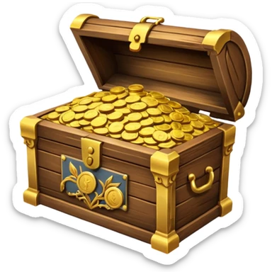 ["Wooden chest overflowing with gold coins."] sticker