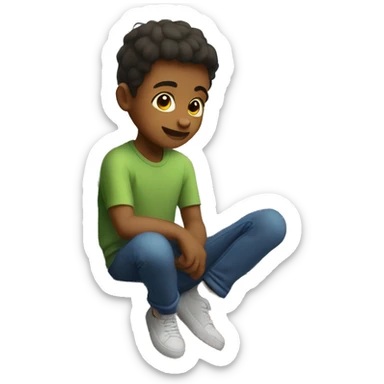 Boy sitting on balcony  sticker