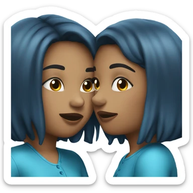 Girls kissing in blue sticker