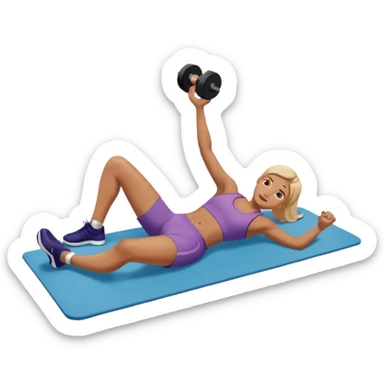 exercise mat with a figure lying and lifting legs sticker