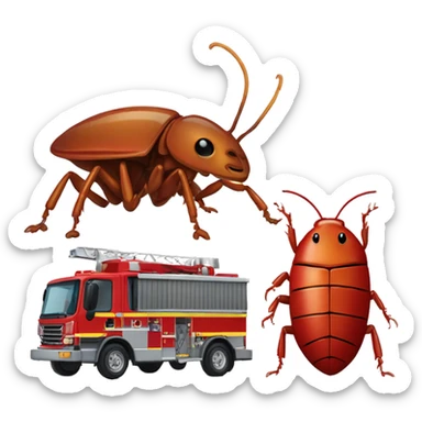Fire engine and ladder cockroach sticker