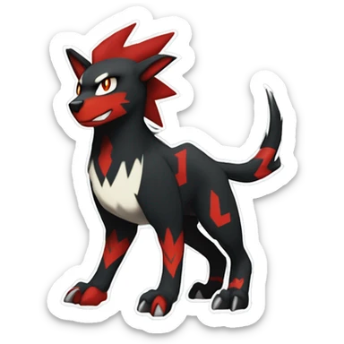 Cool Edgy Litten-Houndoom-Luxray Fakémon Digimon with Red and white Edgy markings, full body, outlined sticker
