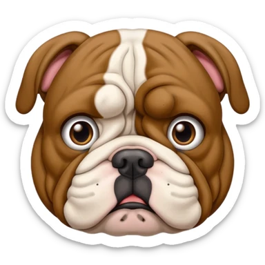 bulldog ingles atrigado cafe oscuro con blanco  sticker