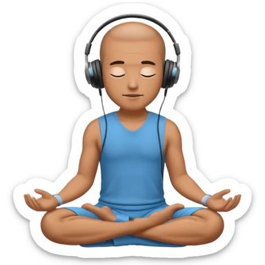 man meditating with headphones sticker
