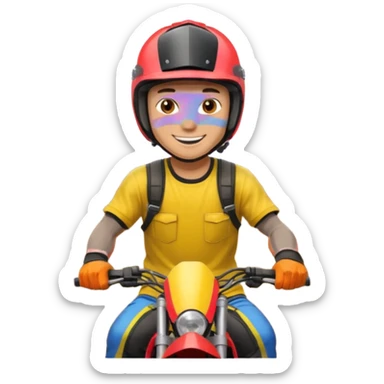 guy on dirtbike smiling for camera sticker