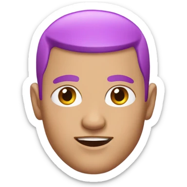Man with pink skin and a purple buzz cut sticker