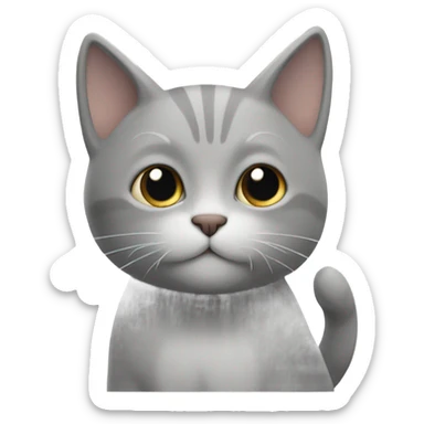 Gato gris con pecho blanco  sticker