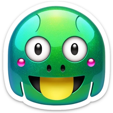 Glitter Green Pacman sticker