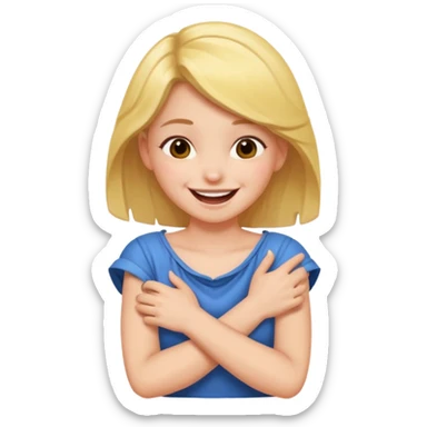 girl crossing her arm around her neck and laughing  sticker